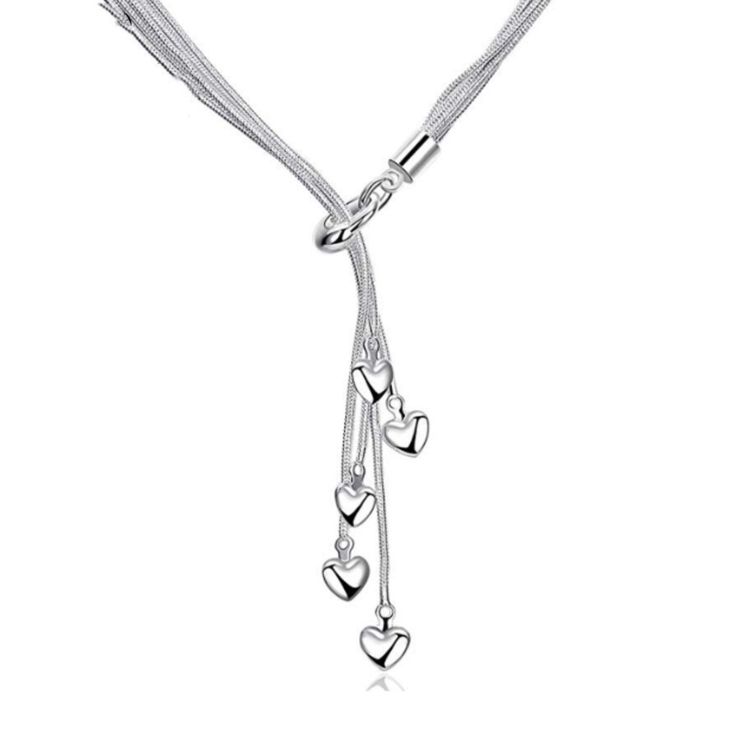 Silver Plated Necklace Five Snake Bone Heart Necklaces