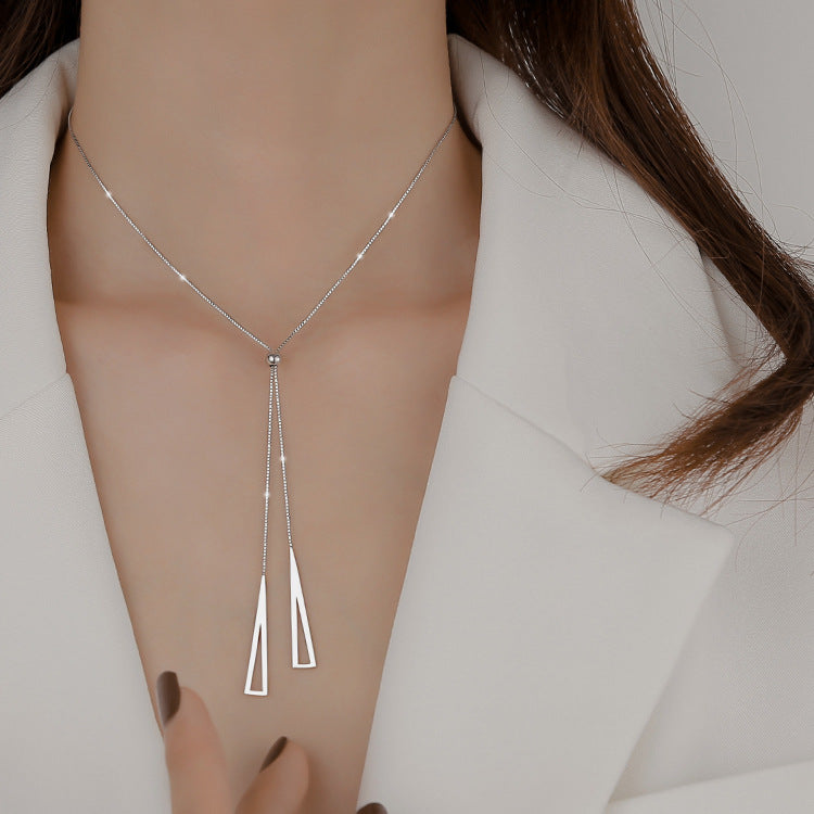 Sterling Silver Geometric Triangle Necklace