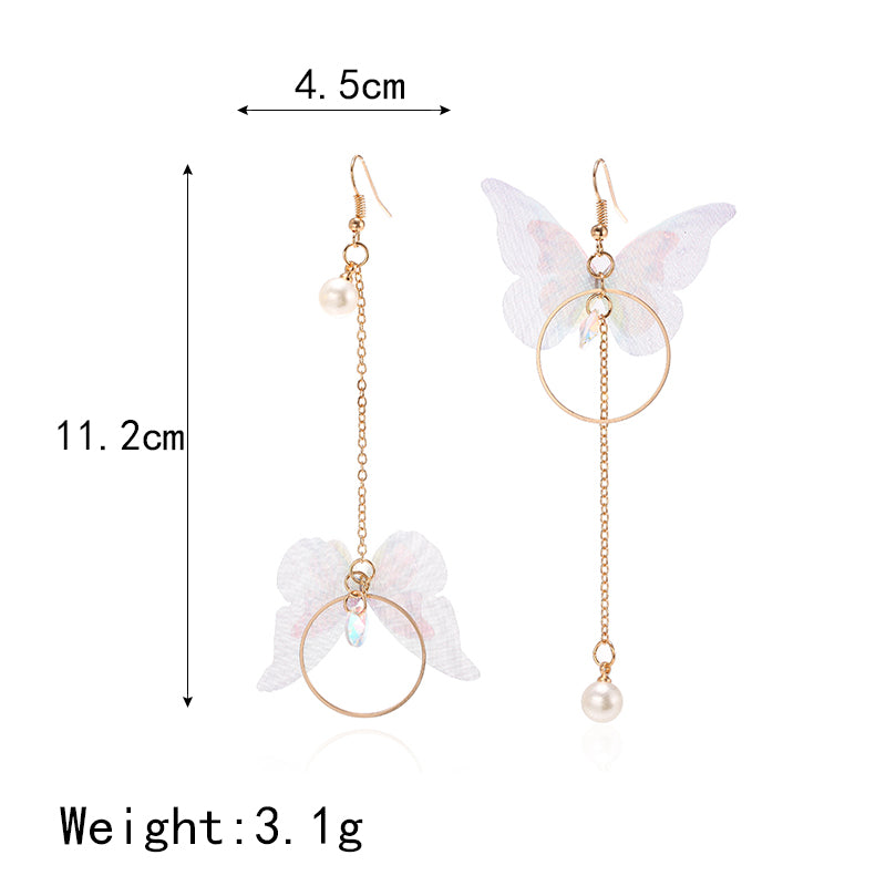 Fairy Yarn Asymmetric Butterfly Long Earrings