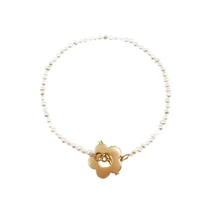 Sterling Silver Natural Pearl Flower Bracelet