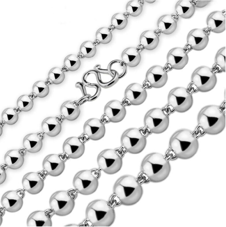 Round Beads Silver Bead Necklace