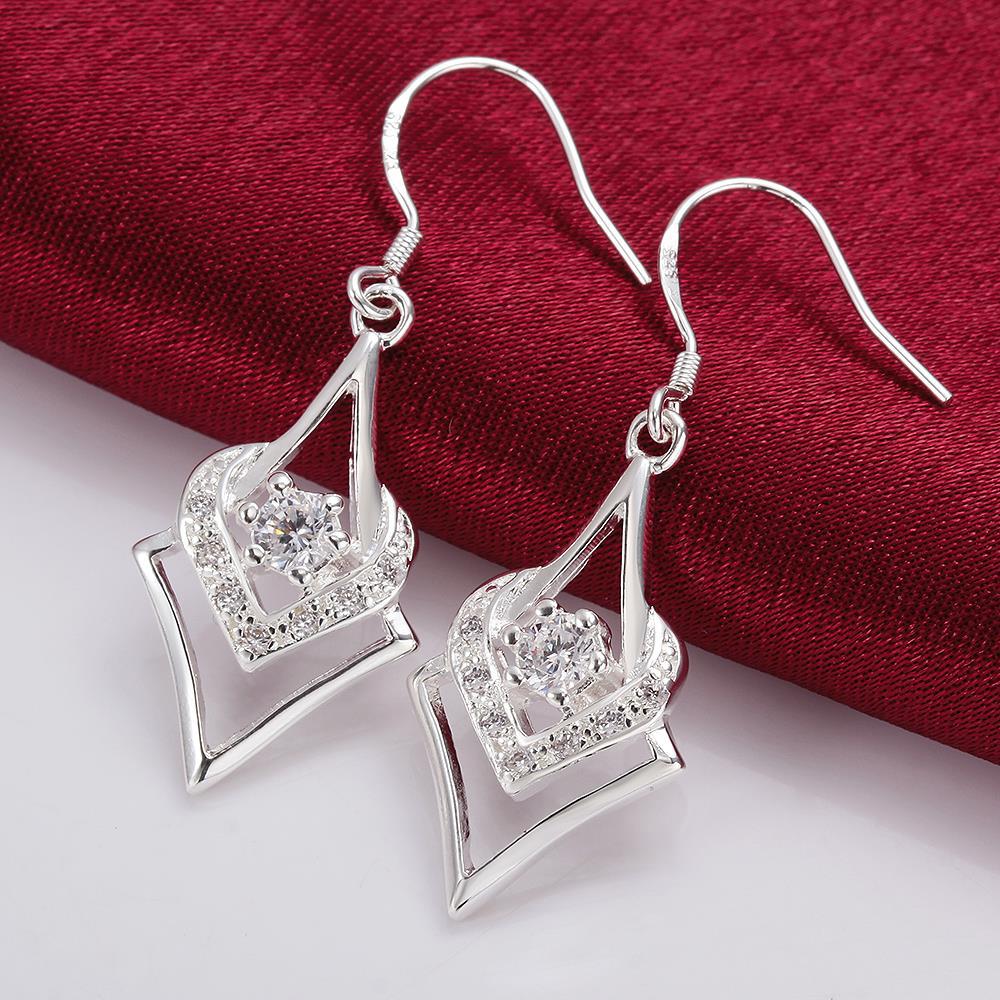 Geometric Silver-plated Diamond  Earrings