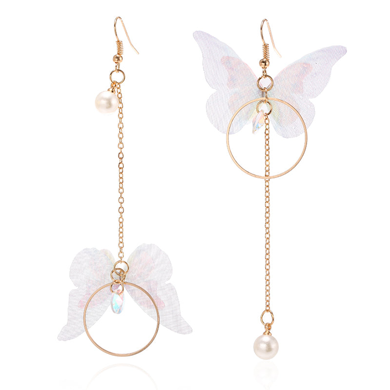 Fairy Yarn Asymmetric Butterfly Long Earrings